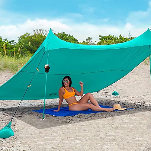 Red Suricata Family Beach Tent & Beach Canopy & 2 Beverage Holders Bundle - Upf50 Uv Sun Shade Shelter (Medium, Turquoise) #TOP22