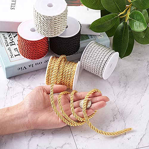 Pandahall 5 Rolls 21.8 Yards Twisted Cord Rope 5Mm Polyester Utility Trim Cord Viscose Color Thread String For Jewelry Making Knot Rosaries Upholstery Curtain Tieback Honor Cord #TOP4