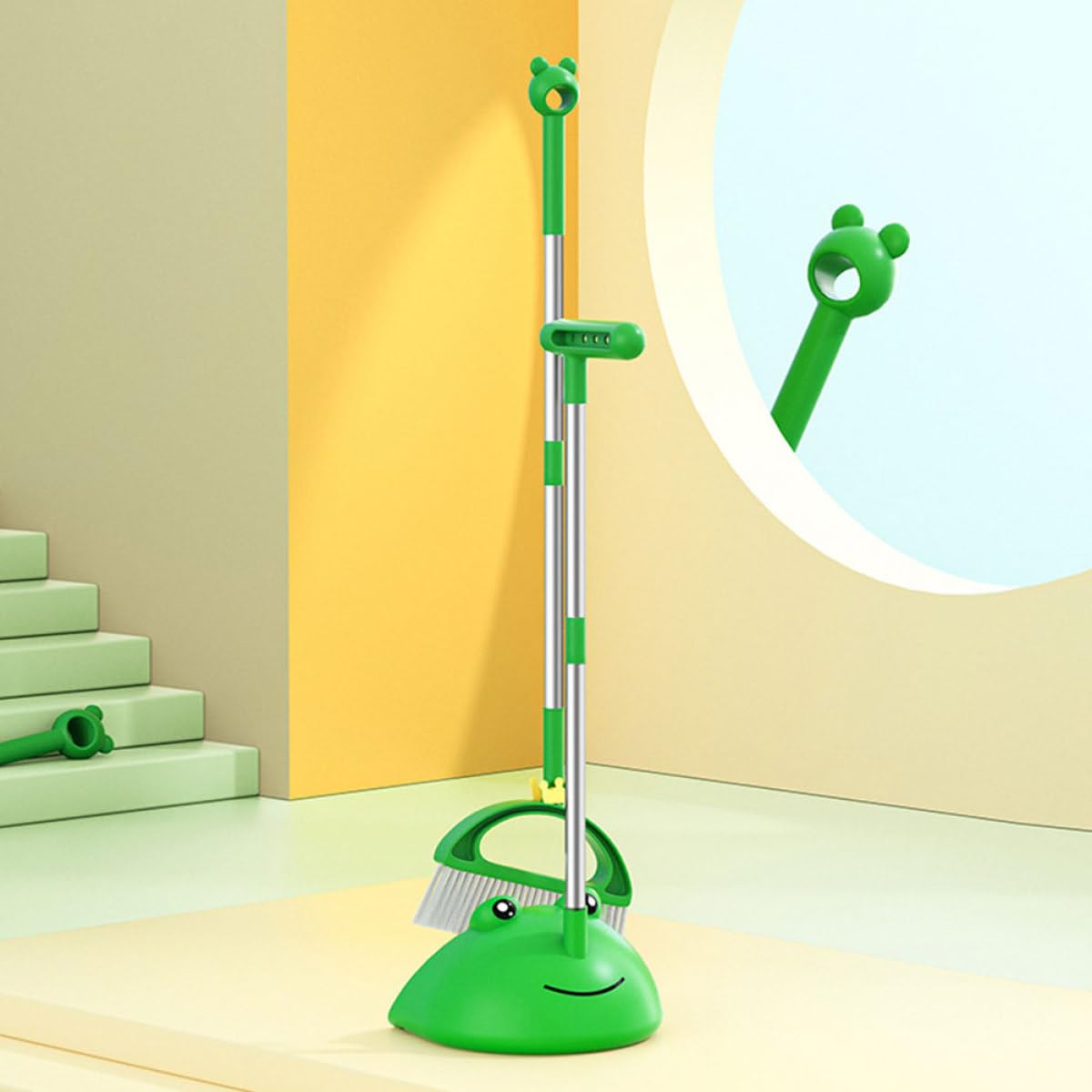 Cabilock Kit de Limpieza Infantil Escoba y Recogedor de Mango Largo, Material PP y Aluminio, Adecuado para Limpiar Habitaciones y Uso Doméstico