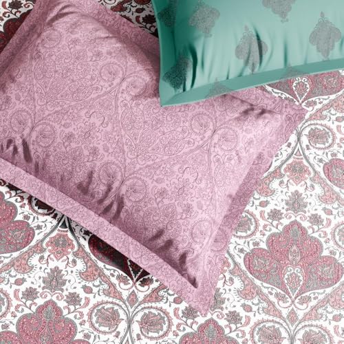 Image of Wakefit Premium 100% Cotton 300 TC Flat Bedsheet with 4 Pillow Covers | King Size (104 x 104 inch) | Scarlet