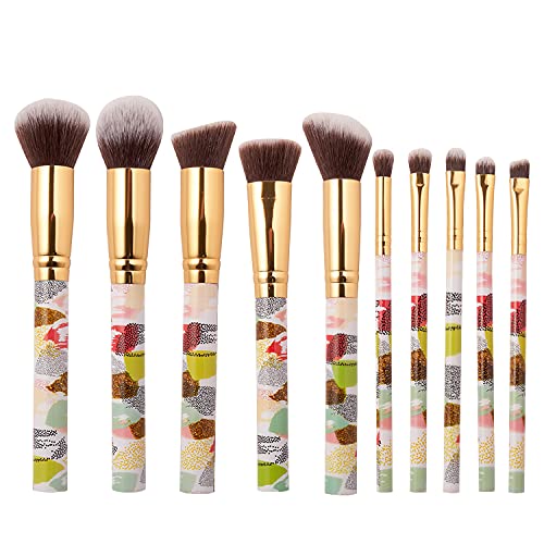 Professional-Makeup Brush Blending-Face Foundation-Brushes Synthetic Eye-Shadow Brush Set — 10 Pcs Premium Makeup Brush Set Retro Cosmetic Brush for Powder Blush Contour Concealer Make Up Brushes Set for Women & Girls