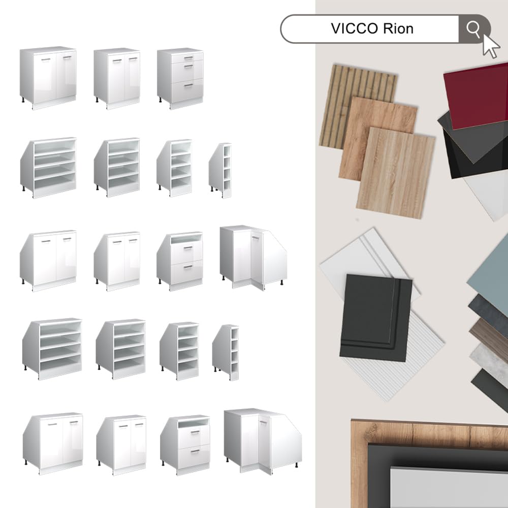 Vicco Dachschrägenschrank Rion, Weiß/Weiß, B80 x T46 cm mit 4 Fächern, platzsparend für Dachschrägen
