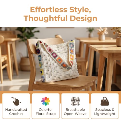 Bolso bohemio de crochet para mujer, bandolera para verano miniatura 4