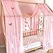 Fancyroom Pink Canopy Bed for Cot - Sky Pink with 5 Gold Butterflies, 380 cm
