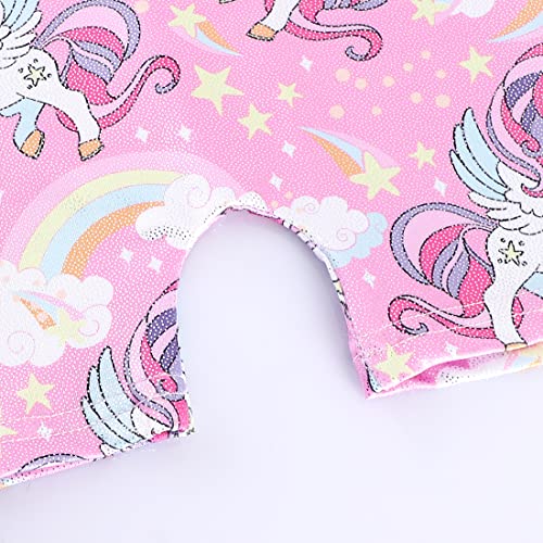 Hoziy 18 24 Months Toddlers Gymnastics Leotard With Shorts 18M 24M Pink Unicorn Stars Biketard Baby Girls Kids Bodysuits Clothing Apparel Clothes Outfits Rainbow Sparkle #TOP4