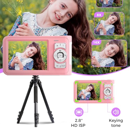Image of New Digital Camera 50MP FHD 1080P Point and Shoot Camera with 16X Zoom Anti Shake Compact Camera for Kids (Purple)