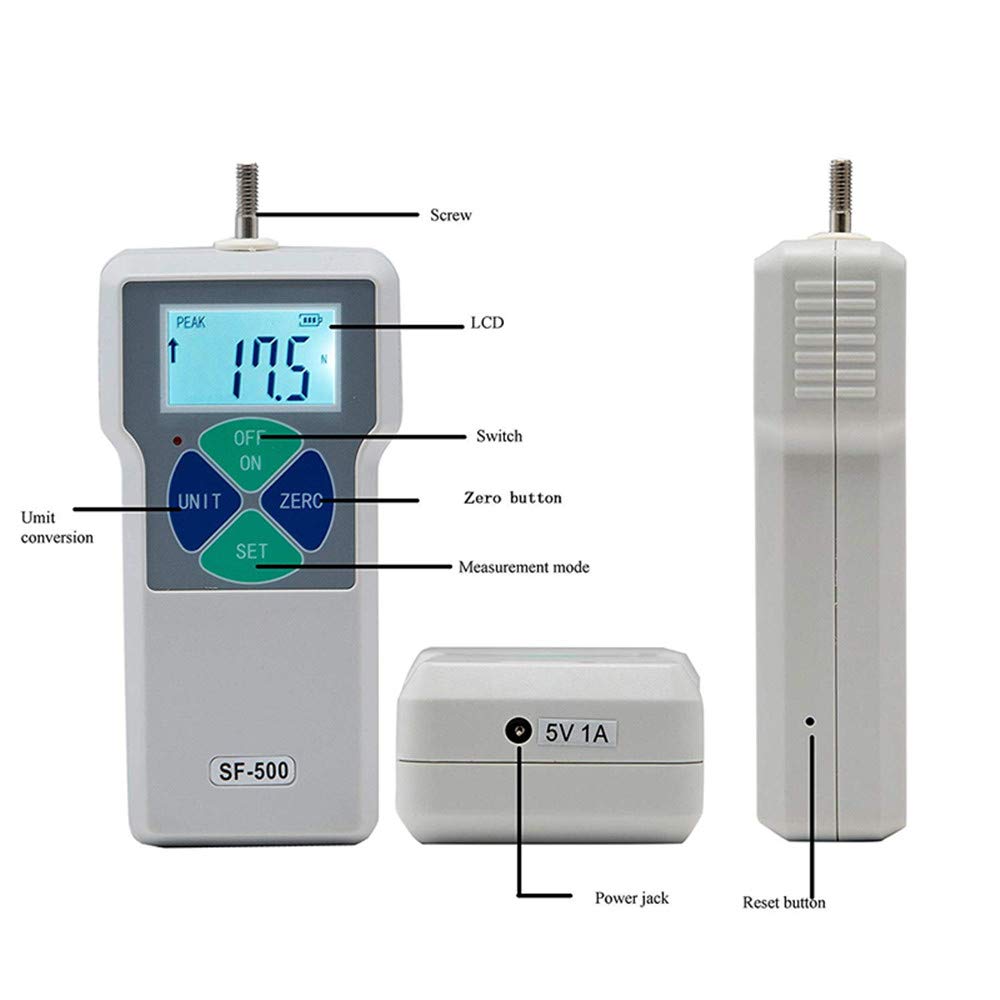 SF-500 Digitaler Zug- Und Druckkraftmesser – 500 N, Tragbar, Mit EU-Stecker & Zubehör