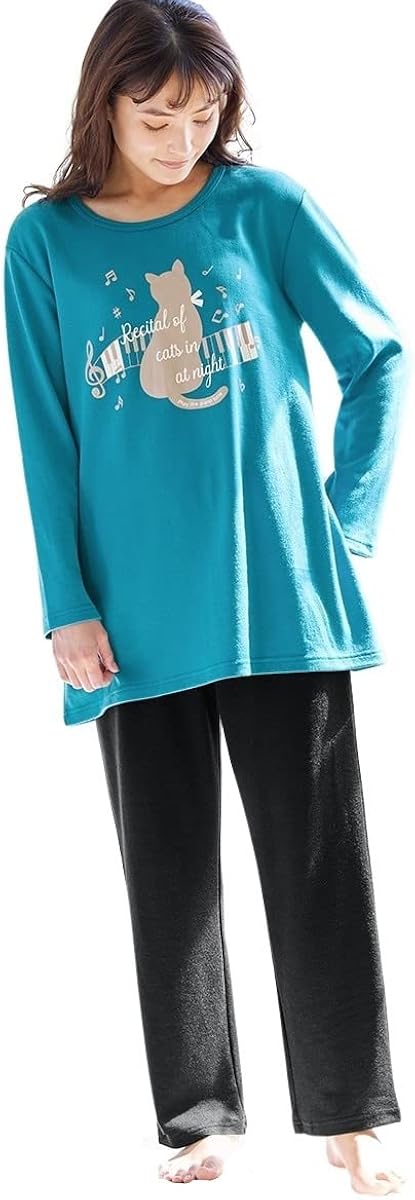 Nissen ニッセン パジャマ 定番 綿100 ルームウェアセット 肌側綿100 プリントチュニックプルオーバー上下セット Nissen ニッセン パジャマ 定番 綿100 ルームウェアセット 肌側綿100 プリントチュニックプルオーバー上下セット