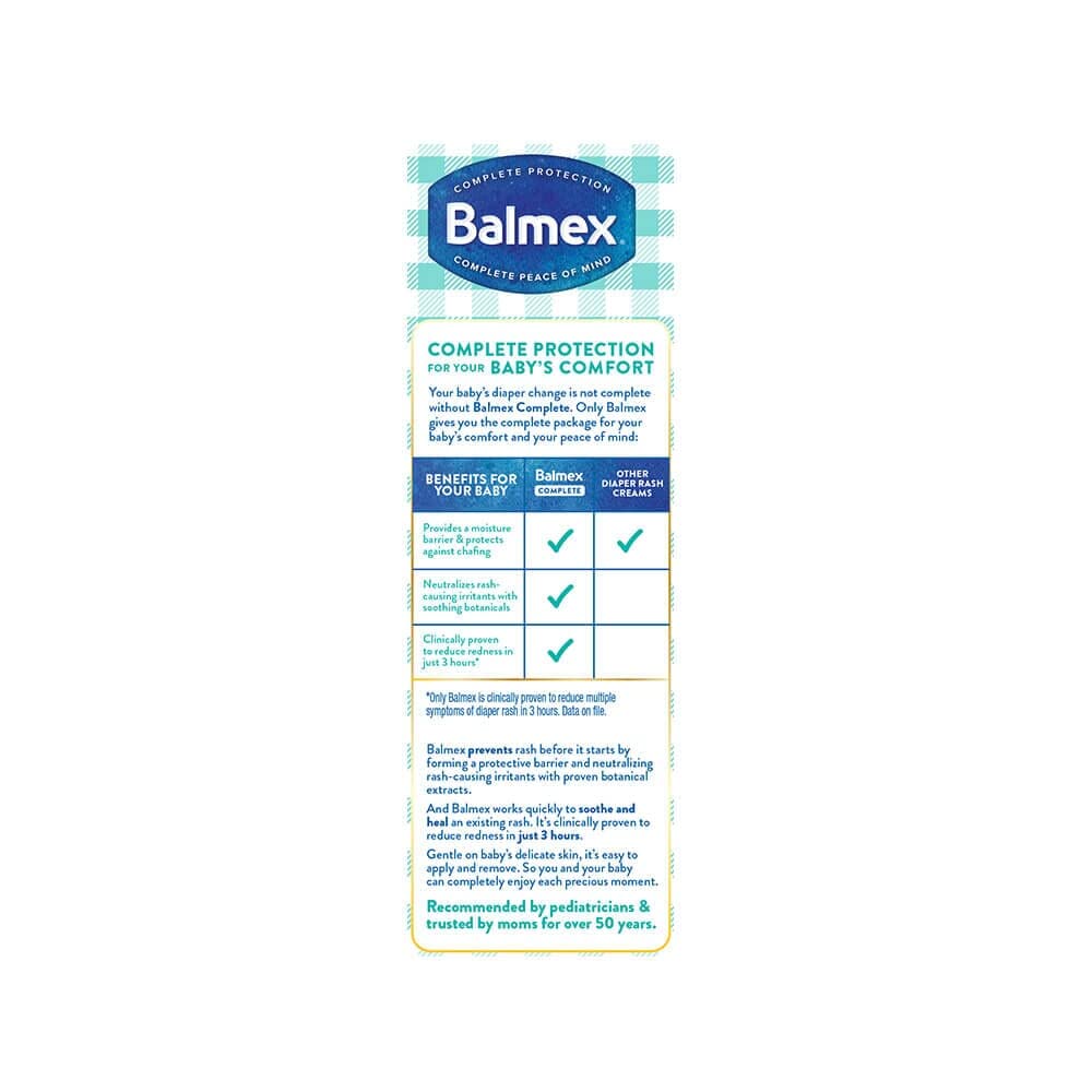 Balmex Diaper Rash Cream 4 oz Per Tube (5 Tubes)