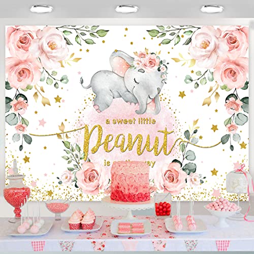 Fondo para baby shower niña elefante rosa 5x3ft miniatura 4