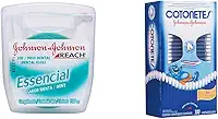 Kit Johnson's Reach Fio Dental Essencial Menta, 100m + Cotonetes Hastes Flexíveis,300un