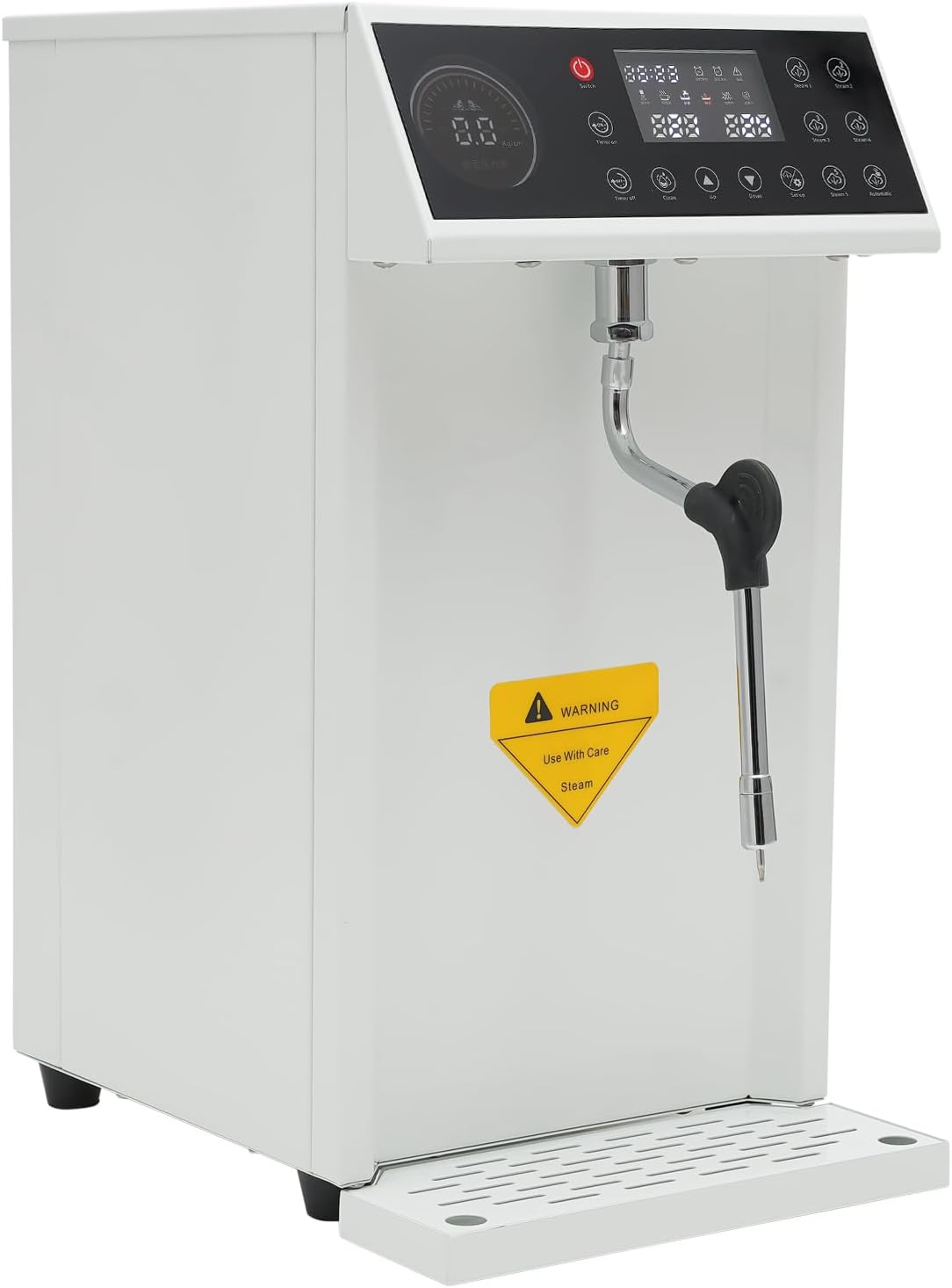Commercial Steam Milk Frother Machine 8L Boiler, Electric Milk Foam Machine Intelligent Control, 20Min Milk Frother and Steamer for Espresso Coffee Tea Shop Dessert Shop (White)