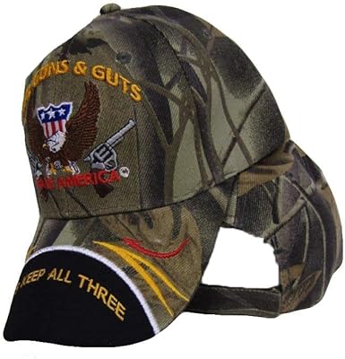 God Guns and Guts Lets Keep All Three Made America Camo Black Bill Ball Cap Hat