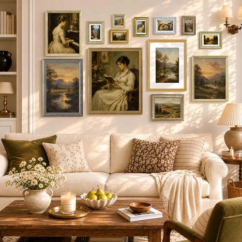Image of VIOLABBEY 18x24 Poster Frame Green 2Pack, Vintage Photo Frames Ornate without Mat for Wall Hanging