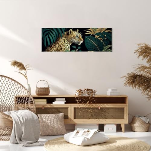 ARTTOR Canvas Print Leopard Jungle Tropical Canvas Picture 90x30cm Wall Art Decoration Framed Living Room Bedroom Kitchen Panoramic Small Home Decor Printed Modern Artwork Photo Gallery AB90x30-5720