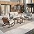 Grand patio Outdoor Rocking Chairs, 5-Piece Leather-Look Patio Bistro Set Outdoor Furniture Conversation Sets with Loveseat, 2 Rocking Chairs and 2 Faux Wood Grain Coffee Table, 4.75'' Grey Cushions