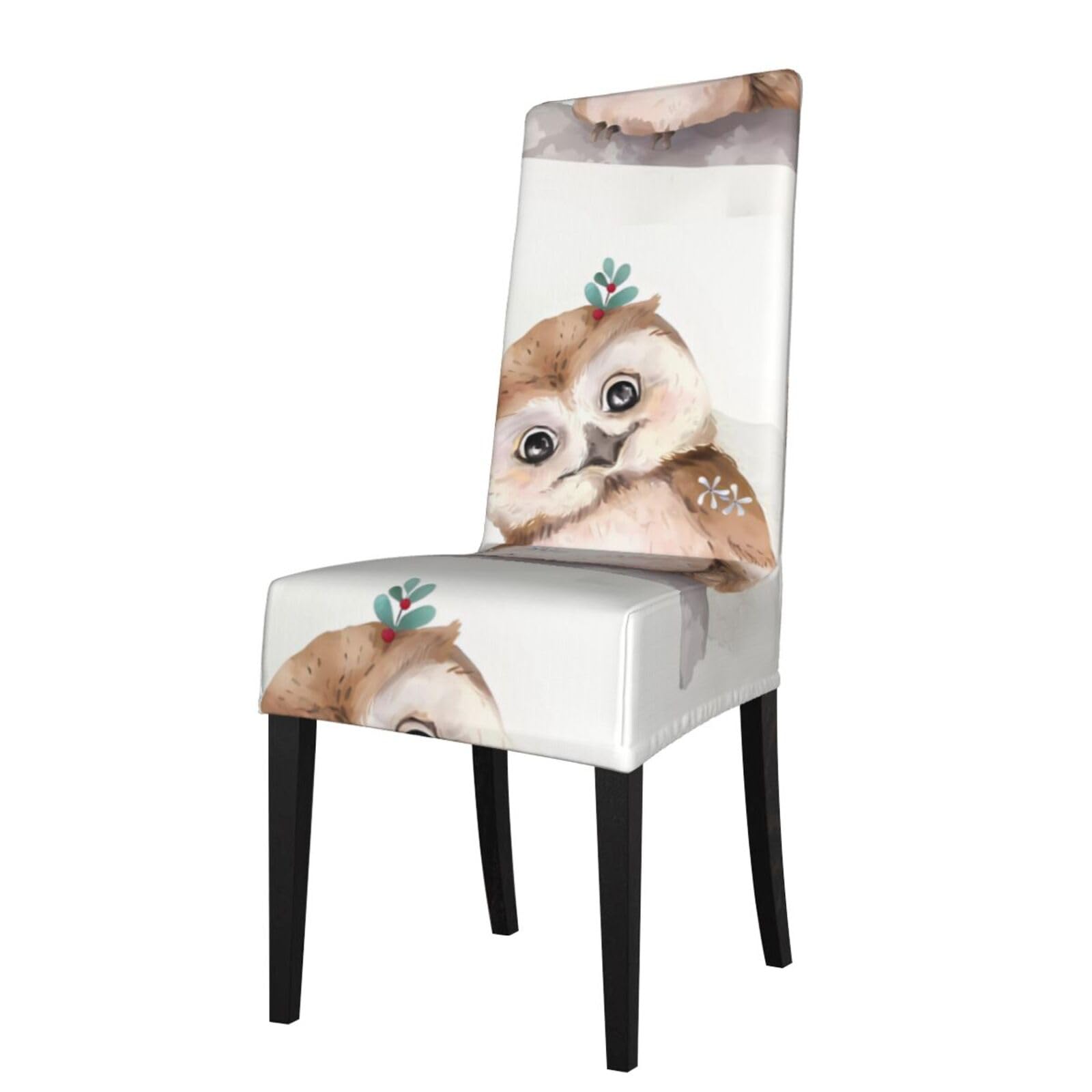 YYHWHJDE Cute Owl with Flowers Prints Protection Cover for Dining Chair – Stretch Slipcovers for a Fresh, Refreshed Dining Room Look!