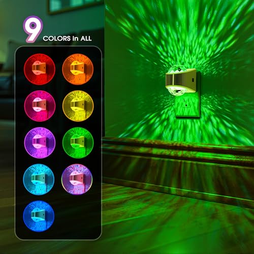 Image of Night Lights Plug into Wall, Star Projector for Bedroom, Gold Night Light Projector for Kids, 9-Color RGB Galaxy Nightlight with Dusk to Dawn Sensor for Bathroom, Home Gaming Room Decor Gifts