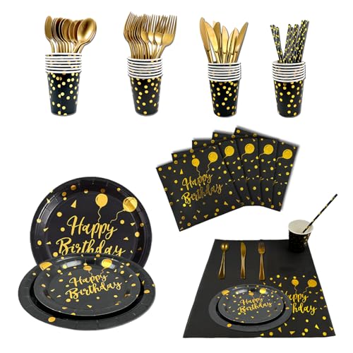 DYMHQ 192 Stück Wiederverwendbar Happy Birthday Dekorationen Gabeln...