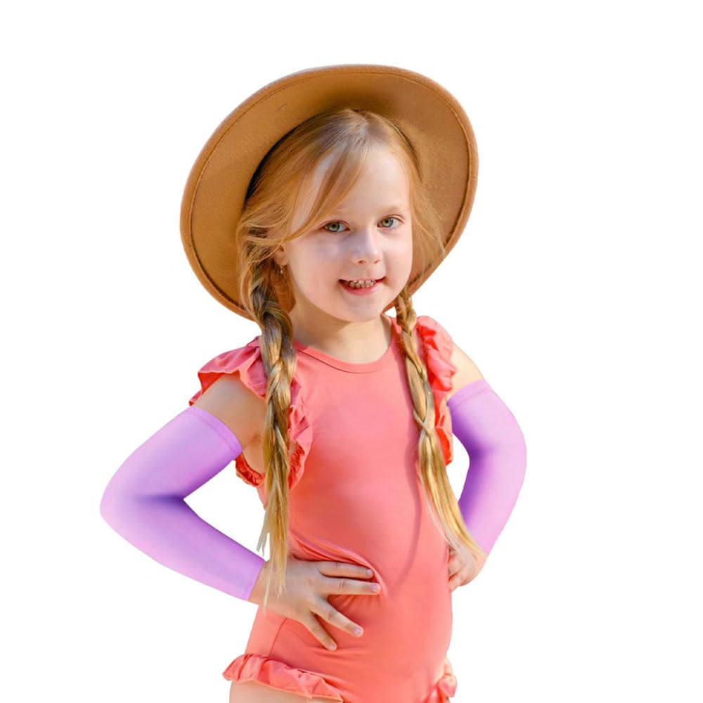 Mangas de Brazos para Niños,2 Pares Mangas Enfriamiento de Protección Manga Protectora Solar Transpirable Anti UV Manguitos Ciclismo Running Compresión para Niños Niñas