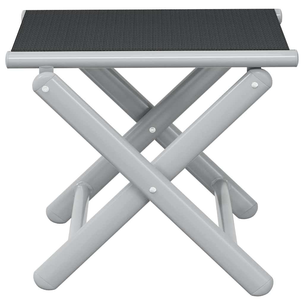 vidaXL Reposapiés Plegable Silla Asiento Otomana Taburete Jardín Asiento Salón Terraza Patio Exterior Balcón Textilene y Aluminio Negro y Plateado