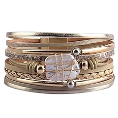 Baroque pearl leather bracelet-beige