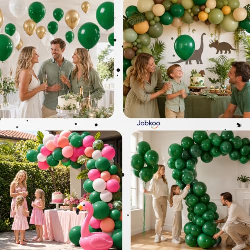 Image of Jobkoo Green Balloons, 12 Inch Dark Emerald Hunter Forest Green Balloon