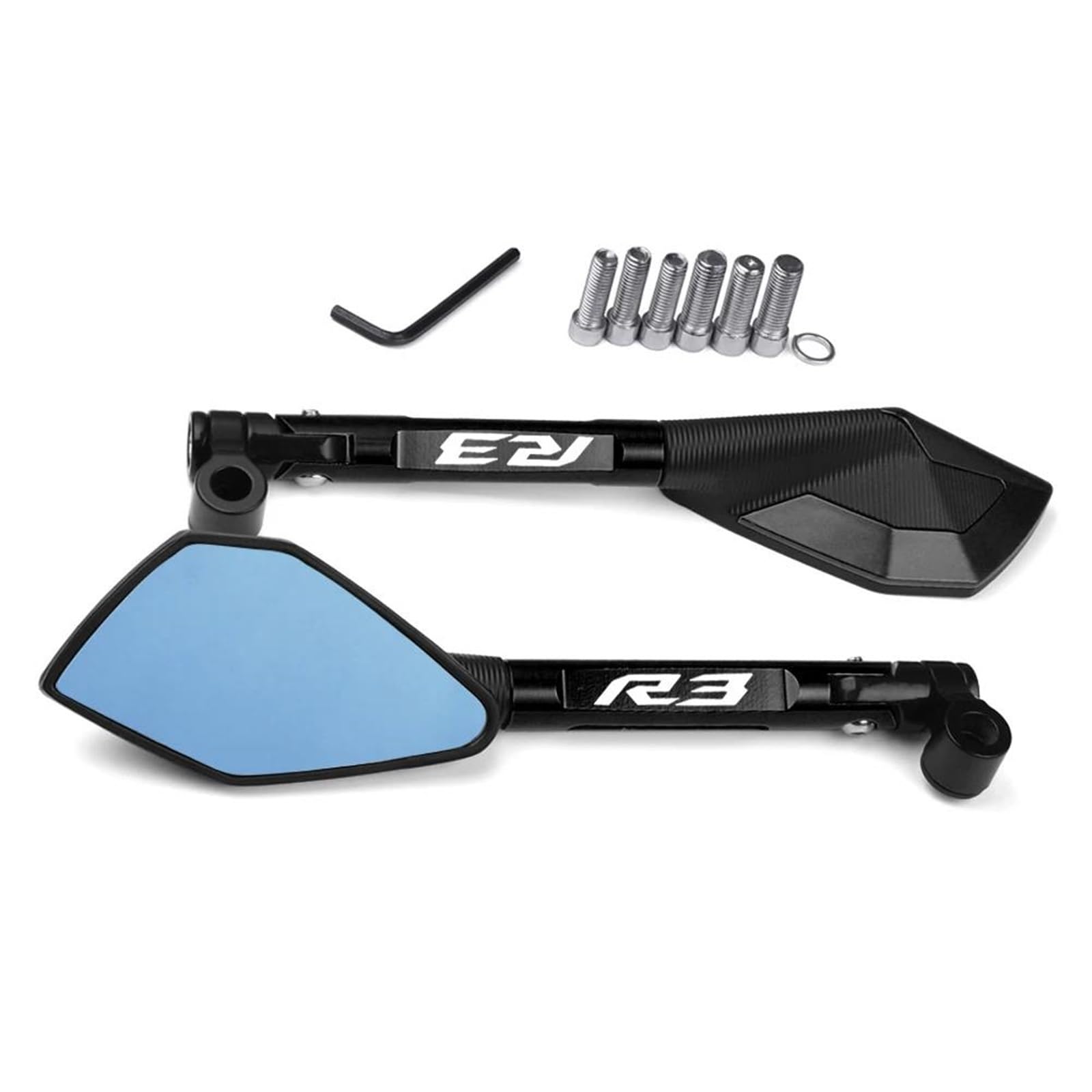 Espejo retrovisor de motocicleta CNC en aluminio negro para Yamaha R3 2015-2020