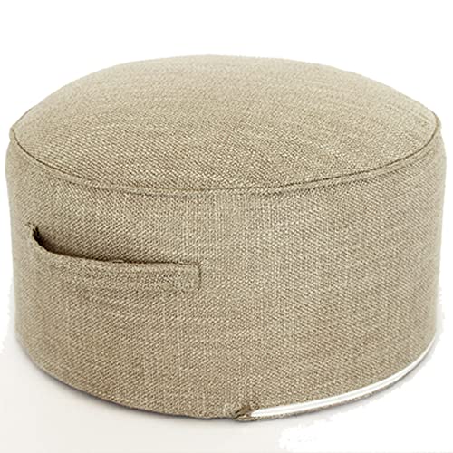 Pouf rond ottoman en coton et lin de qualité supérieure