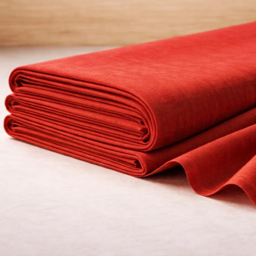 Image of Soimoi Red Solid 60 * 60's Cotton Cambric Fabric by 10 Yards, 56 Inch Wide Light Weight Material Suitable for Kurtis, Blouses, Kids Clothing, Tunics, Dresses and Summer Apparel