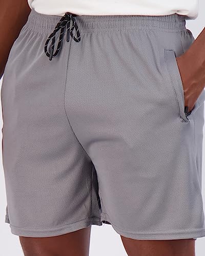 Image of Real Essentials 4 Pack: Men's 7 inch Athletic Running Quick Dry Mesh Shorts with Zipper Pockets (Available in Big & Tall)