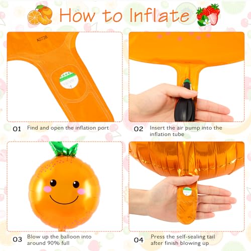 Image of AIQINHU Fruit Number 1Balloon, Apple Orange Watermelon Fruit Foil Balloons, 40 Inch Mylar Gold 1 Balloon For Fruit Summer First 1st Birthday Party Decorations Supplies