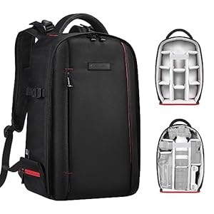 K&F CONCEPT Fotorucksack wasserdicht Kameratasche Kamerarucksack mit Laptopfach kompatibel für Canon Sony Nikon Olympus SLR/DSLR Kamera, Objektiv und Zubehör, Größe M (schwarz)