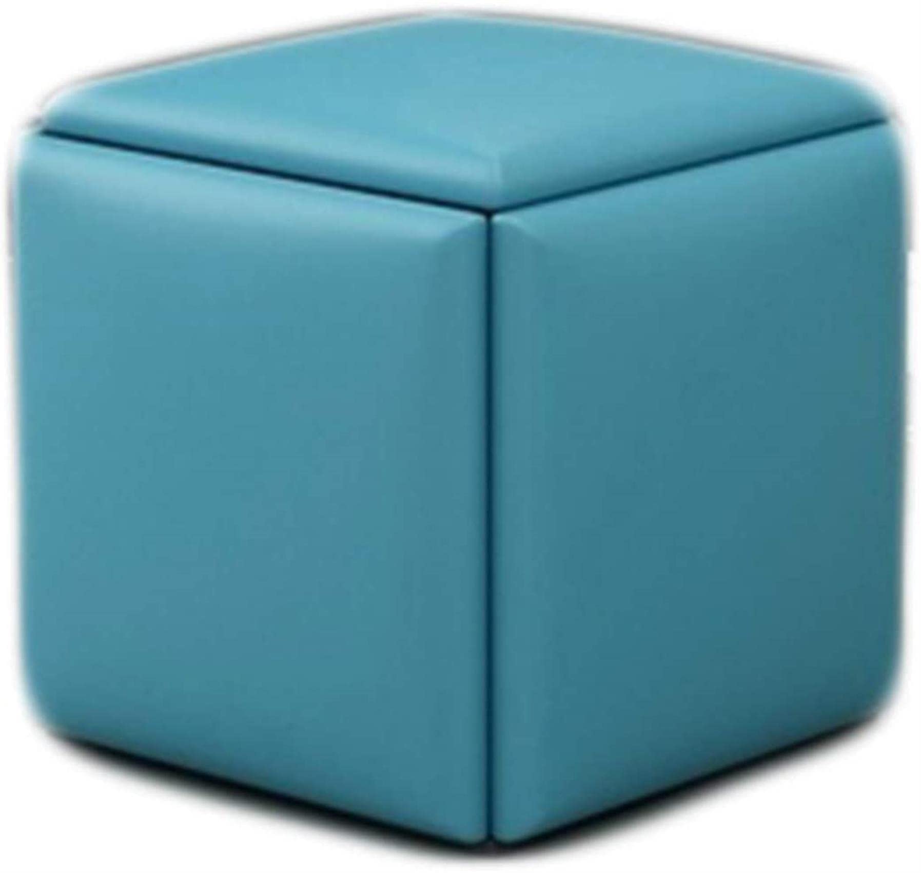 Tabouret de rangement avec siège rembourré bleu | Cube multifonctionnel en cuir
