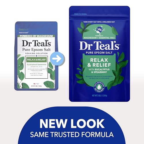 Dr Teal's Epsom Salt Magnesium Soak, Relax & Relief with Eucalyptus & Spearmint Essential Oils, 3 lbs - image 3