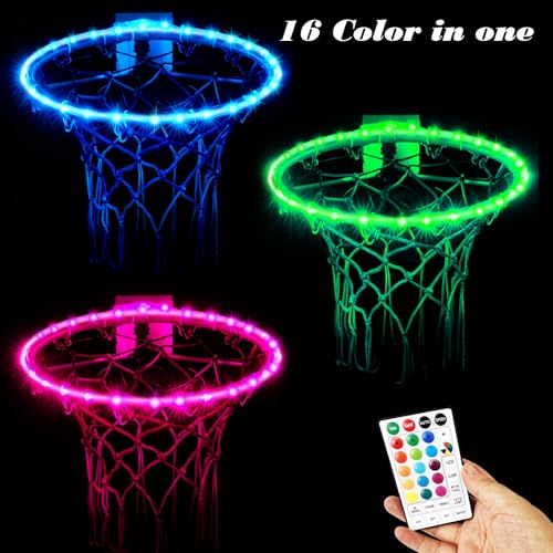 XYHTYBD Basketball Hoop Lights Outdoor,Basketball Accessories for Boys,16 Color Led Basketball Hoop,Led Basketball Hoop,Gifts for Basketball Lovers,Remote Control,Waterproof, Super Bright - Thumbnail 2