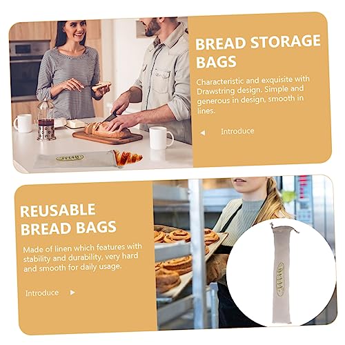 Bolsa de pan reutilizable de lino y algodón pack de 2 unidades con cordón ajustable para cocina 8