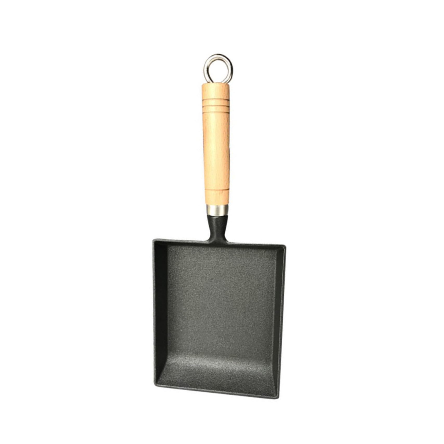 Gusseiserne Quadratische Pfanne für Omeletts und Eier Unbeschichtet Antihaftbeschichtet Holzgriff Multifunktional für Induktion und Grill
