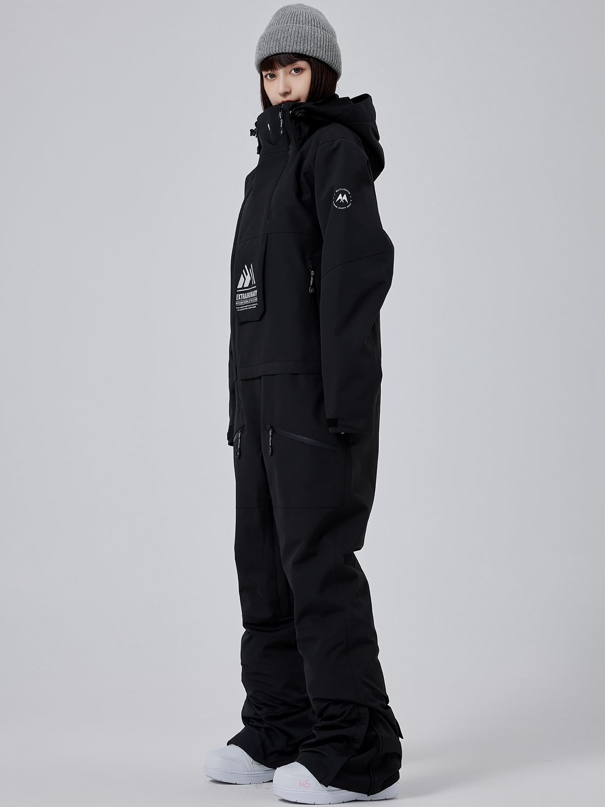 HOUZONIY Einteiler Skioverall Damen Schneeanzug Skioverall Skifahren Skianzüge Overall Jumpsuit Frauen Snowboard Skisuit Outdoor Sport(Schwarz L)