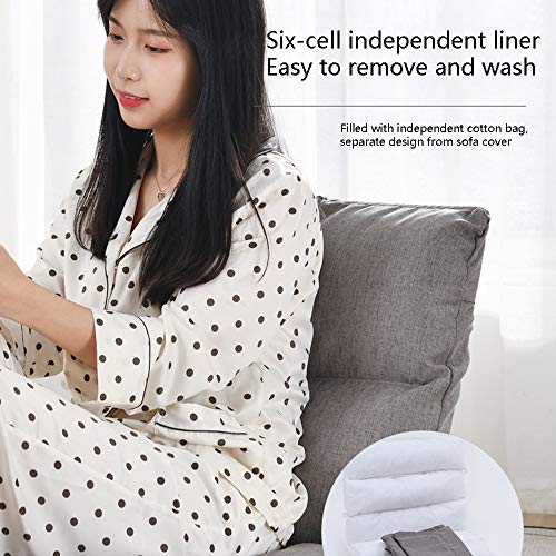 Silla de suelo ajustable con respaldo, cojines extraíbles y lavables, sofá plegable para meditación, reclinable de 5 posiciones, asiento cómodo gris oscuro