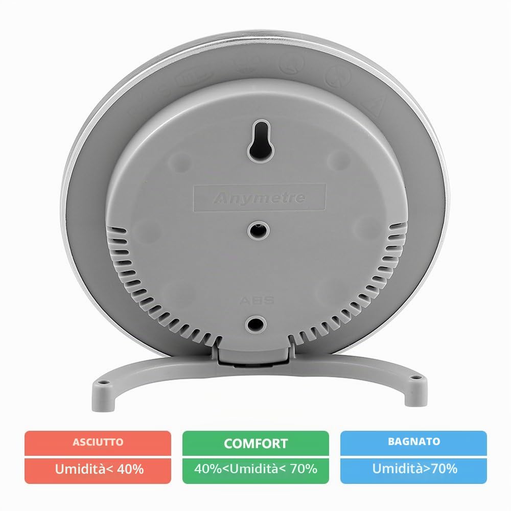 Termometro Igrometro analogico 2 in 1 interno esterno, senza batterie, con supporto, per casa e serra