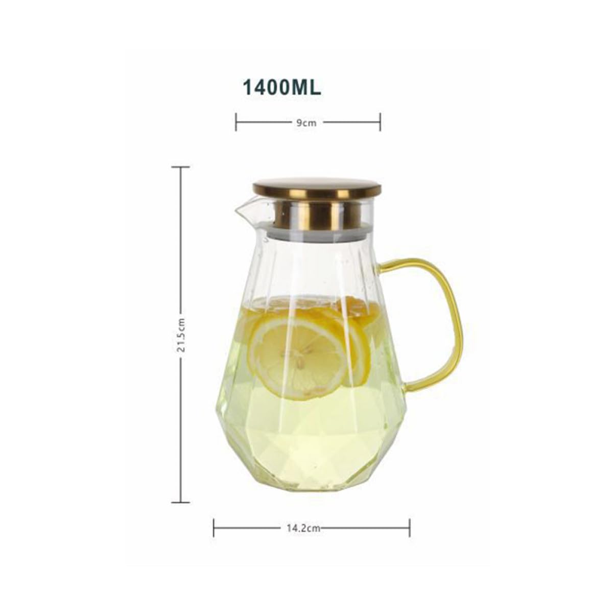 Caraffa in Vetro Borosilicato 1500ml Coperchio per Bevande Fredde | Resistente al Calore, Leggera e Portatile, per Acqua e Acqua Ghiacciata, Uso Quotidiano in Famiglia e Ospiti