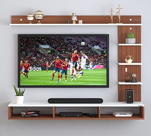 Image of Anikaa Tyson Engineered Wood Wall Mount TV Unit /TV Stand /Wall Set Top Box Stand /TV Cabinet /TV Entertainment Unit (Walnut White) Ideal for Upto 52 inch(D.I.Y)