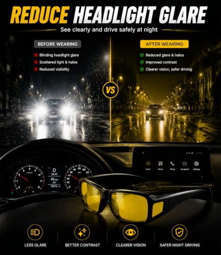 Image of Polarized Night Driving Glasses, Fit Over Glasses for Men & Women