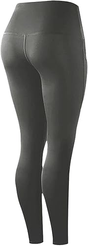 Miniatura 4 de Leggings de entrenamiento con bolsillos para mujer cintura alta control de abdomen estético negro levantamiento de cadera pantalones de yoga Negro -