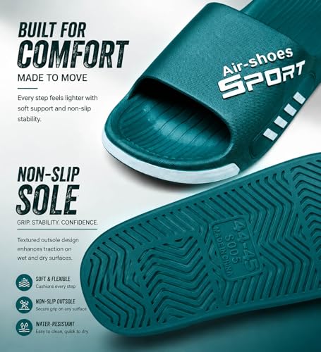 Image of Beach Pool Slides Sandals for Men,Bathroom Shower Shoes,Couple Slides Slippers Outdoor Indoor,Home House Slide Sandals