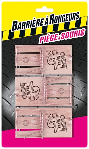 BARRIERE A RONGEURS PiÃšges à Souris, avec crochet, Pour tout type d'appât, 3 piÃšges, BARTAPSOU3, Marron