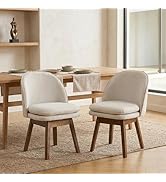 LukeAlon Modern Swivel Dining Chairs Set of 2, Mid-Century 19 Inch Dining Chairs with Backrests a...