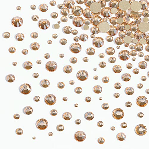 Image of Beadsland Flat Back Rhinestones, Golden Shadow, Mixed 8 Sizes 2500pcs