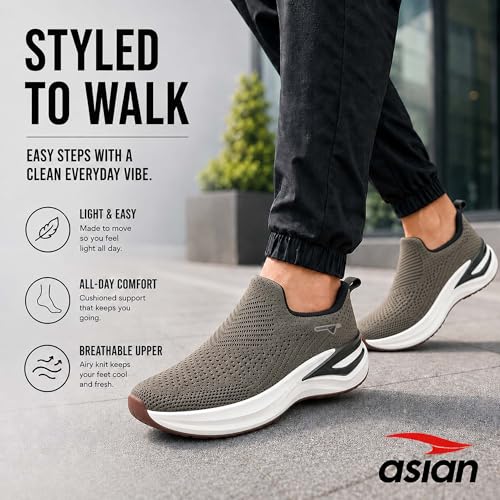 Image of ASIAN Wonderwalk Pro-16 Men's Walking Shoes with Ultra-Soft Cushioning | Slip- On Shoes with Lightweight Design | Ideal for Daily Walking, Gym & Travel
